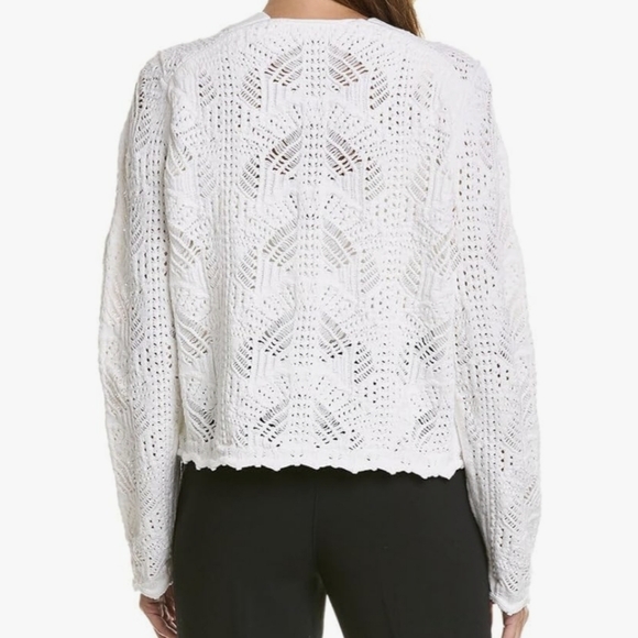 VINCE White Lace Stitch Cardigan Size Large - Picture 6 of 12
